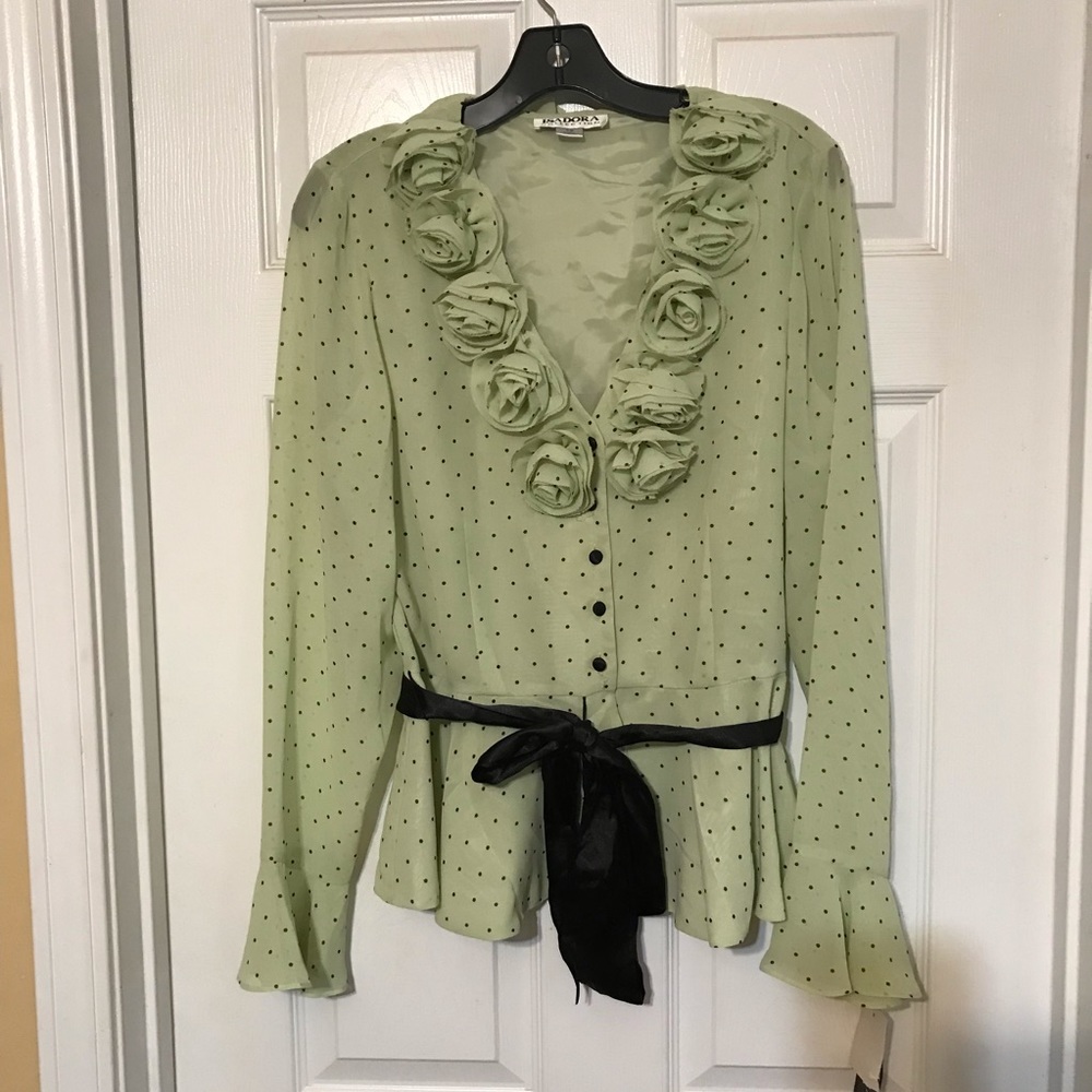 Isadora Collection Green Polka Blouse